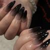 24 Pieces European and American Halloween Wear Nail Black French Gradual Change Manicure Short Almond Repeatable Nail Fake Nails