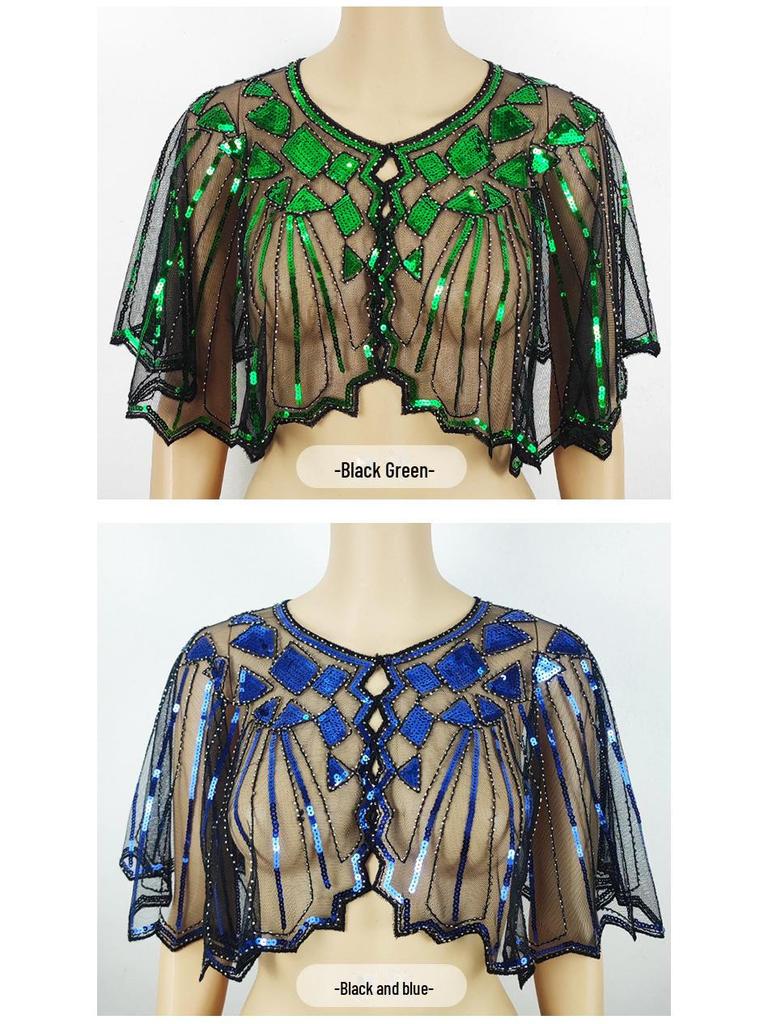 Women's Sequined Mesh Shawl - Summer Sun Protection, Slim Short Style