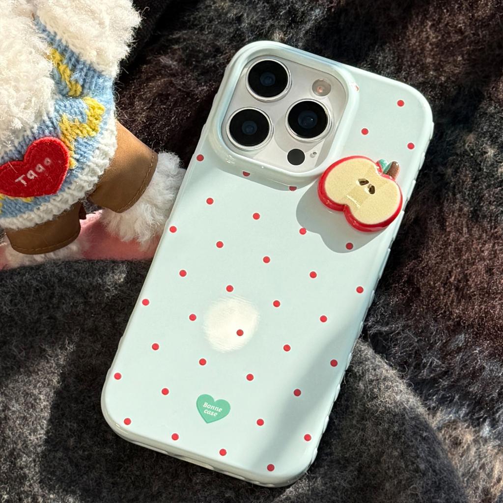 Красные Точки Яблоко 17 Чехол для Мобильного Телефона Iphone16promax Подходит для 12 Противоударный 14 Трехмерный 13 Маленький Свежий 15