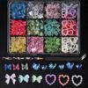 Kawaii Colorful Mixed Resin Rhinestone Nail Art Charms Bowknot Pearls Kit DIY Manicure Decorations Box With Wax Pen Tweezers