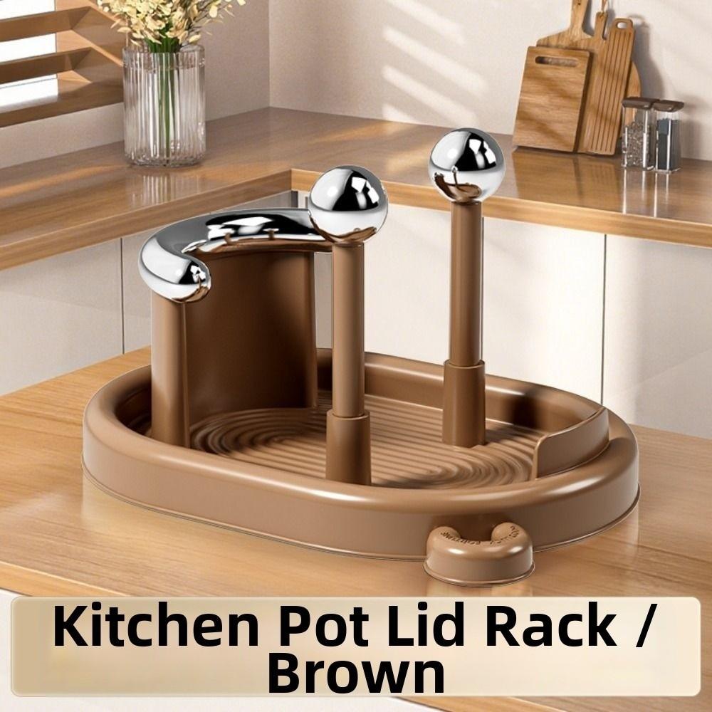 Non-slip Cookware Storage Rack Removable Cutting Board Organizer Sturdy Pot Lid Holder Countertop