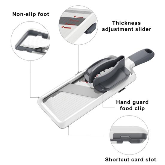 Ручная овощерезка с регулируемой толщиной лезвия из нержавеющей стали, нескользящая ручка для фруктов