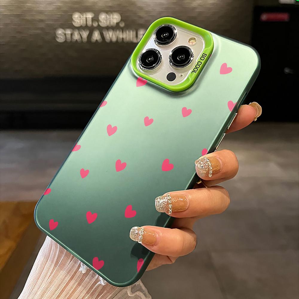 Розовое Сердце Любви Чехол для Телефона Пара IMD Для iPhone 17 15 Pro Max Чехлы iPhone 11 12 13 ProMax 14 16 Plus 7 XS XR Ударопрочный Funda
