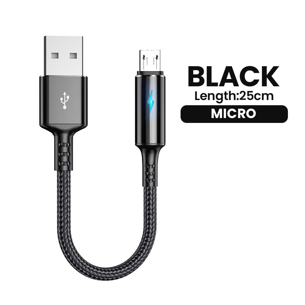Короткий кабель 25 см Кабель USB A — Type C 3A Быстрая зарядка Для iPhone Xiaomi Samsung Huawei Power Bank USB Type C Кабель для передачи данных Провод