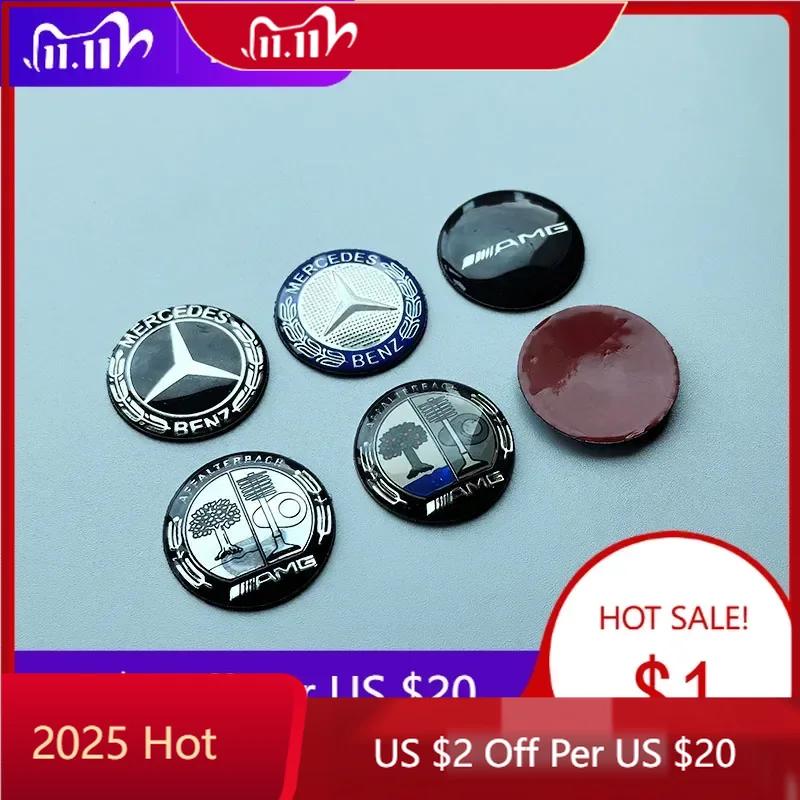 2025 Hot For Mercedes Benz 29mm 38mm Curved Logo Cap Multimedia Knob Hood Cover Badge for Mercedes Benz AMG Star Wheat Apple Tre
