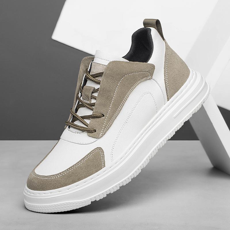 Повседневная обувь из натуральной кожи для мужчин, удобные кроссовки для ходьбы, легкие вулканизированные туфли с толстой подошвой, мужская обувь для скейтбординга