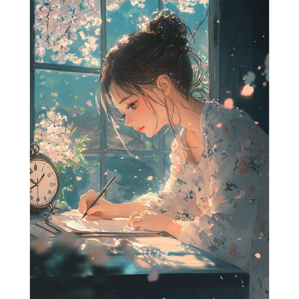 DIY Алмазная картина Милая девушка Набор для вышивки крестом Мозаичное искусство Алмазная картина Полный круг Алмазное украшение для дома