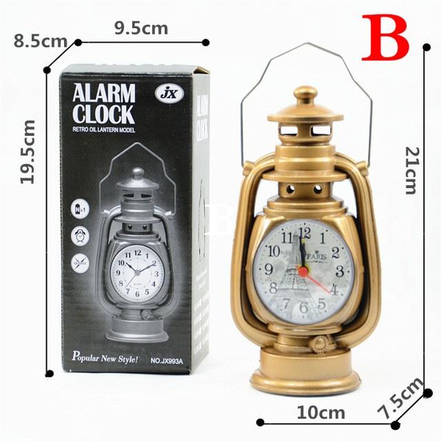 Vintage Alarm Clock Retro Oil Lamp Alarm Clock Watch Table Kerosene Light Clock Living Room Decor Ar