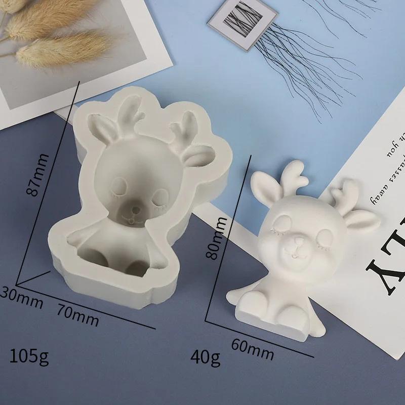 Прочная 3D силиконовая форма с оленем Милый дизайн животного Идеально подходит для изготовления рождественских свечей, гипса, мыла, выпечки тортов, творческих занятий