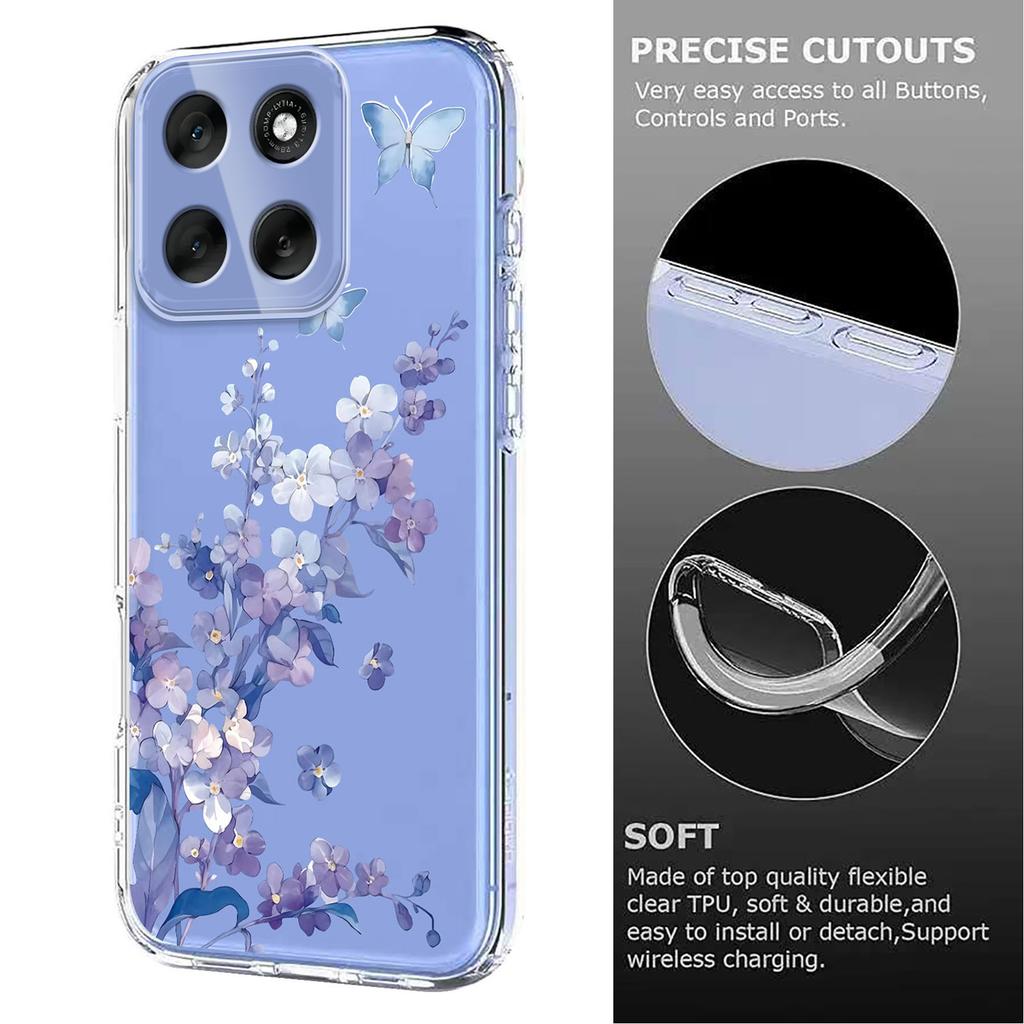 For Motorola Moto G86 5G Case Butterfly Floral Pattern Printing TPU Phone Back Cover