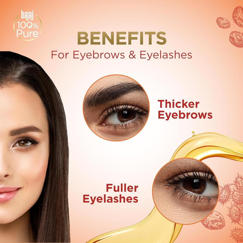 BAJAJ 100% Pure Castor Oil 200ml Natural Cold-Pressed Hair Skin Oil No Silicones Paraben Lead Free