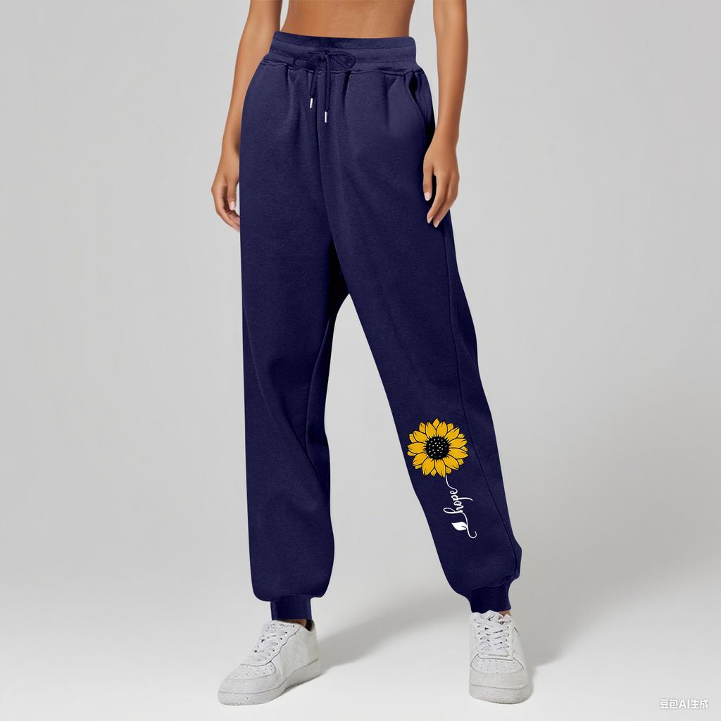 Ladies' Printed Unisex Casual Pocket Drawstring Pants