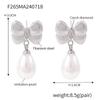 Korean Style Diamond Bow Tassel Faux Pearl Earrings - Women's 18k Gold-Plated Titanium Steel Fashion.