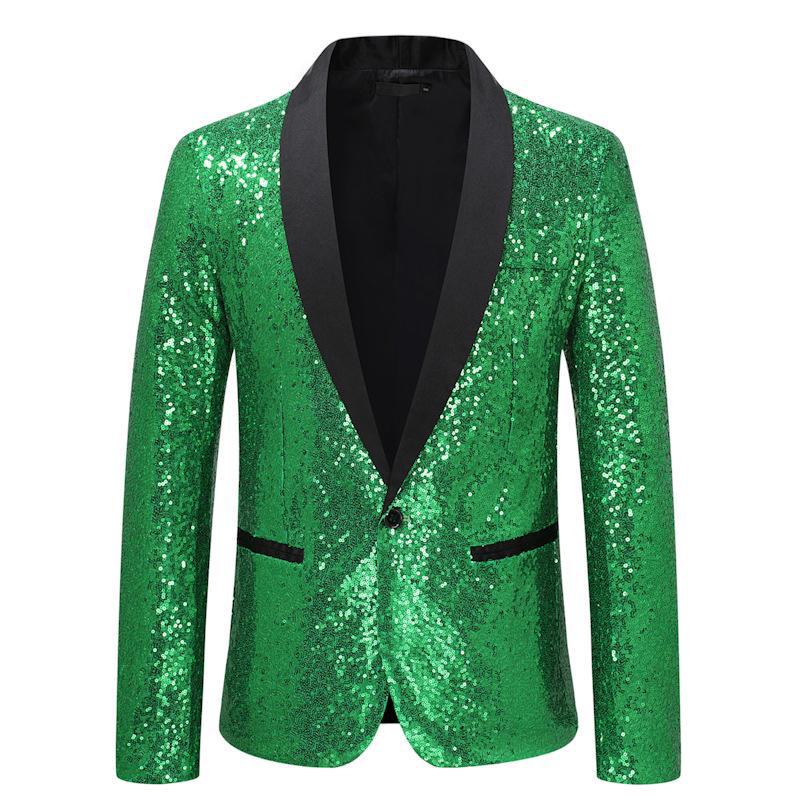 European and American Gold Sequin Suit for Performances - Men's Nightclub, Host, or Studio Jacket (European Size ZT-X35)