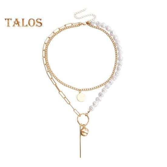 Многослойное ожерелье из искусственного барочного жемчуга для женщин, ожерелье из искусственного жемчуга с подвесками в виде цепочки, ювелирные изделия для жены и подруги