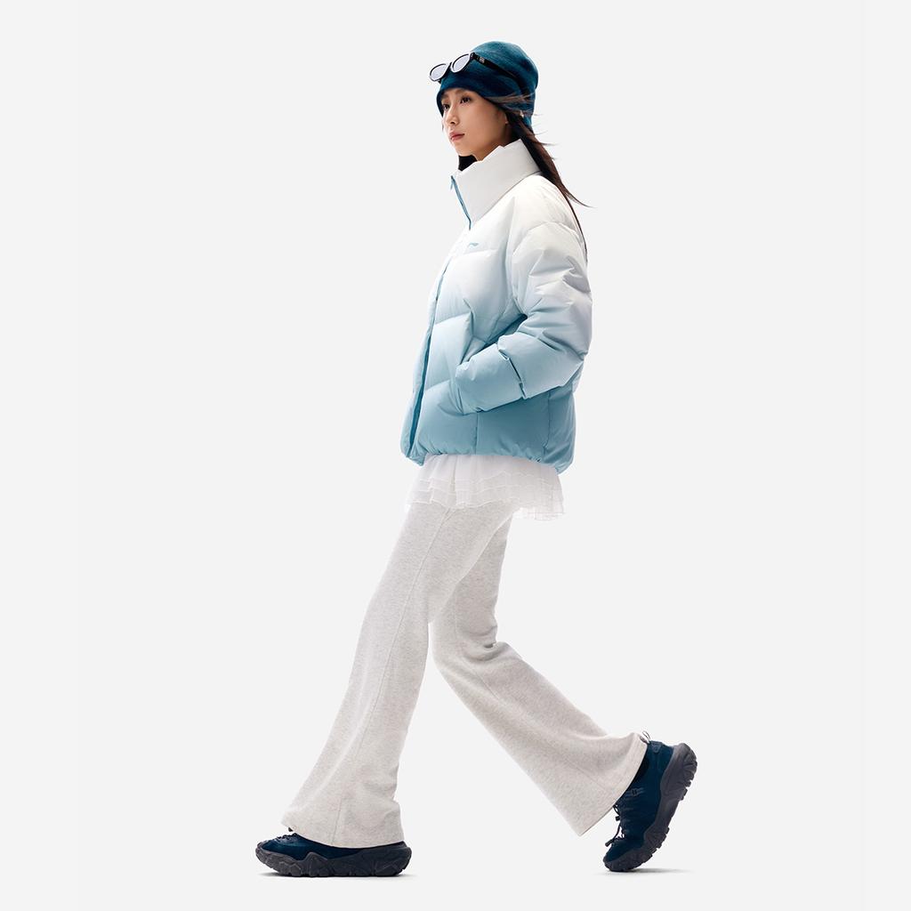 Li-Ning Модная Толстая Повседневная Простая Универсальная Удобная Теплая Короткая Градиентная Пуховая Куртка Женская верхняя одежда AYMV396-10