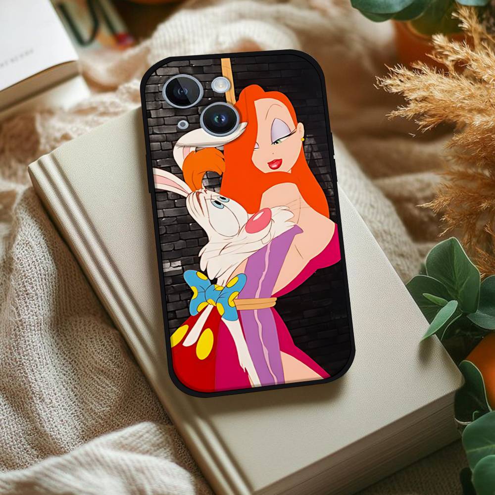 J-Джессика R-Кролики Чехол для телефона Для IPhone 1716 15 14 13 Pro Max 11 12 Mini X Xs XR Черный Силиконовый Чехол