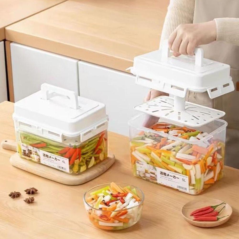 5 L Kimchi Press Container Rectangle Fresh Keeping Box Portable Ferment Storage Container  Travel
