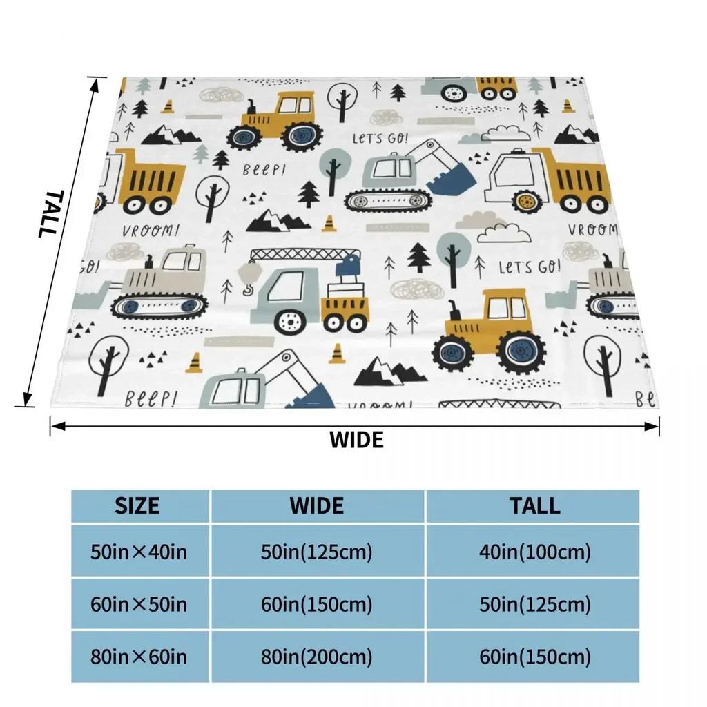 Мультяшные одеяла для грузовика и экскаватора, фланелевые украшения, экскаваторы-краны, оборудование, мягкие пледы для кровати, дивана, покрывала для постельного белья