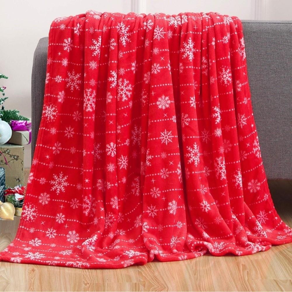 Flannel Sofa Blanket Elk Snowflake Washable Cosy Snuggle Blanket Soft Winter Warm Christmas Throw Blanket For Bed Sofa Office