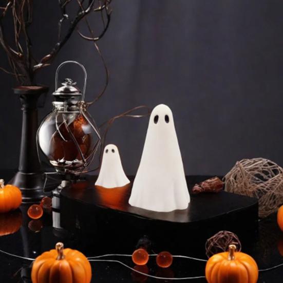 2 шт. Фигурка привидения на Хэллоуин, скульптура привидения из смолы, милая белая статуэтка привидения, центральные украшения для домашнего стола, мини-украшение привидения для кухонной полки, камина