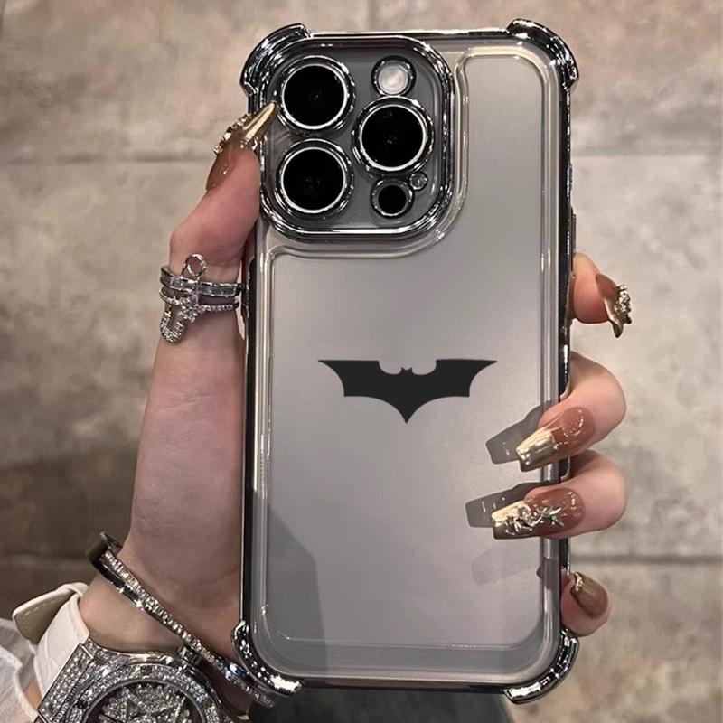 Black Bat Plating Phone Case For iphone 16 15 14 13 12 11 Pro Max 16 15 14 Plus Anti-Fall Airabag Back Cover For iPhone 17 Air