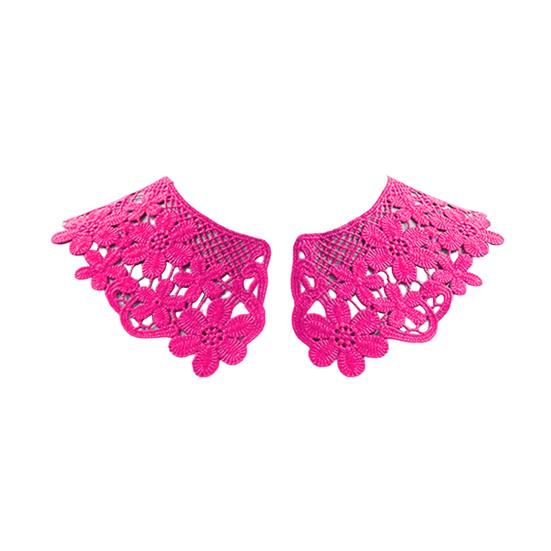 Yousheng 1 Pair Embroidered Collar Women Lace Neckline Hollow Lace Fabric Trim Applique for DIY Sewing Halloween Cosplay