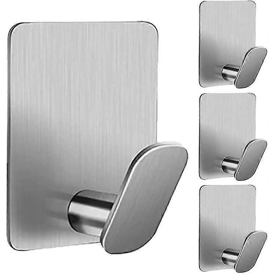 4pcs/set 304 Stainless Steel Self Adhesive Hooks, Stick On Hooks Holder For Tea Towel Robe Coat - DD