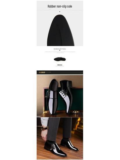 Мужские туфли из натуральной кожи Dragonfly с острым носком для официальных мероприятий - Мягкая подошва, корейский стиль, доступны большие размеры