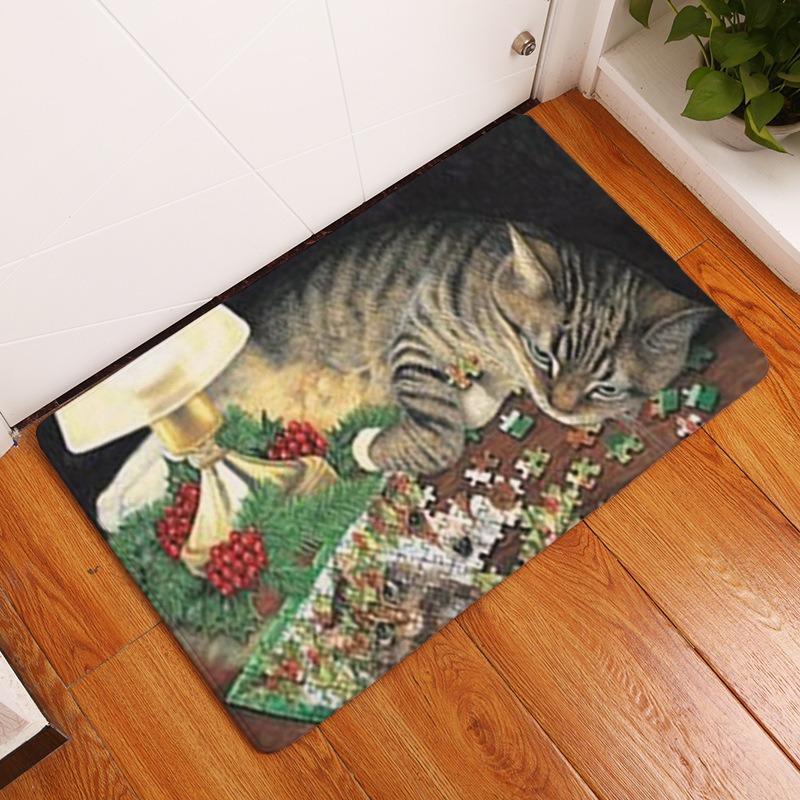 Cute Cat Rug Welcome Entry Mat Can Be Used for Bedrooms Kitchens Pets Dirt Resistant Durable Rugs Home Decoration Carpet Gift