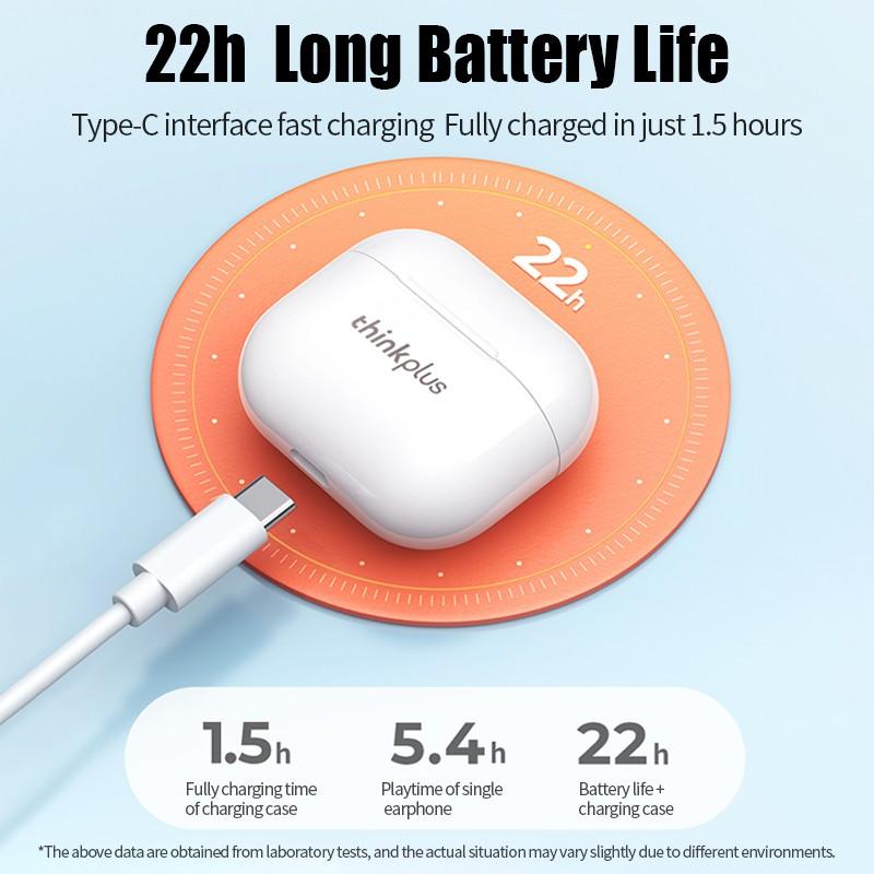 Lenovo Наушники LP40 TWS Bluetooth 5.0 с двойным стереофоническим шумоподавлением и басами с сенсорным управлением, наушники с длительным режимом ожидания