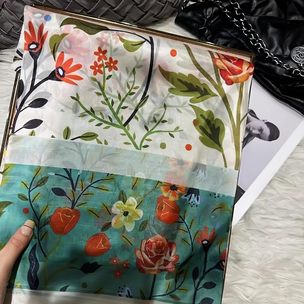 [BYSIFA] Шелковый шарф большого размера расширенный шелковый женский шелковый шарф шаль женский шарф новый зимний оранжевый кофейный женский длинный шарф