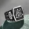 HNSP 316L Stainless Steel Viking Rune Ring For Men Zircon Accessories Waterproof Anti-fading