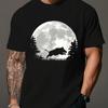 Wild Boar Moon Graphic Mens Cotton TShirt Breathable Short Sleeve Casual Hunting Tee