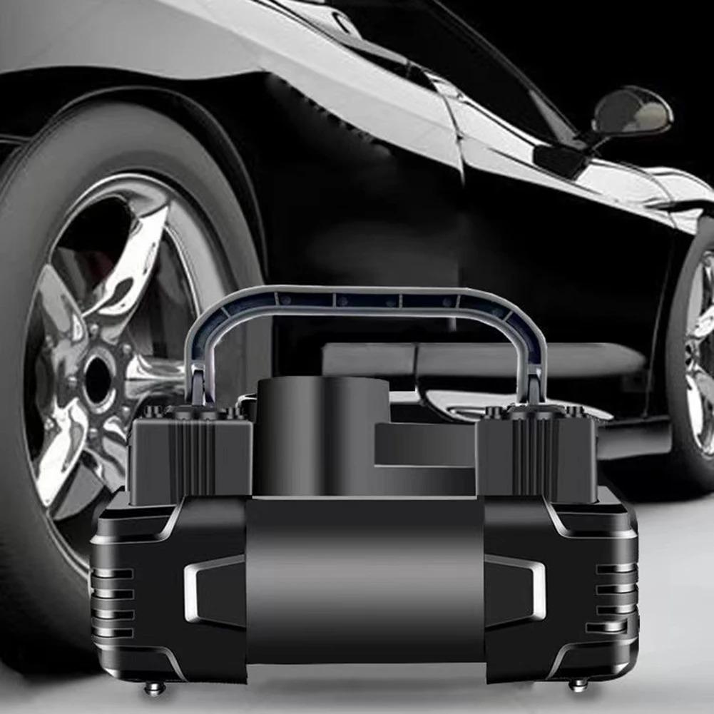 Автомобильный воздушный компрессор, портативный мощный электрический насос для накачки шин, многофункциональный проводной воздушный насос со светодиодной подсветкой для велосипедных мячей