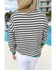 Azura Exchange Черный полосатый топ с длинными рукавами и контрастной кромкой