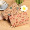 Retro Literary Women's Long Wallet with Card Holder and Wood Grain Print - Large Capacity Coin Purse