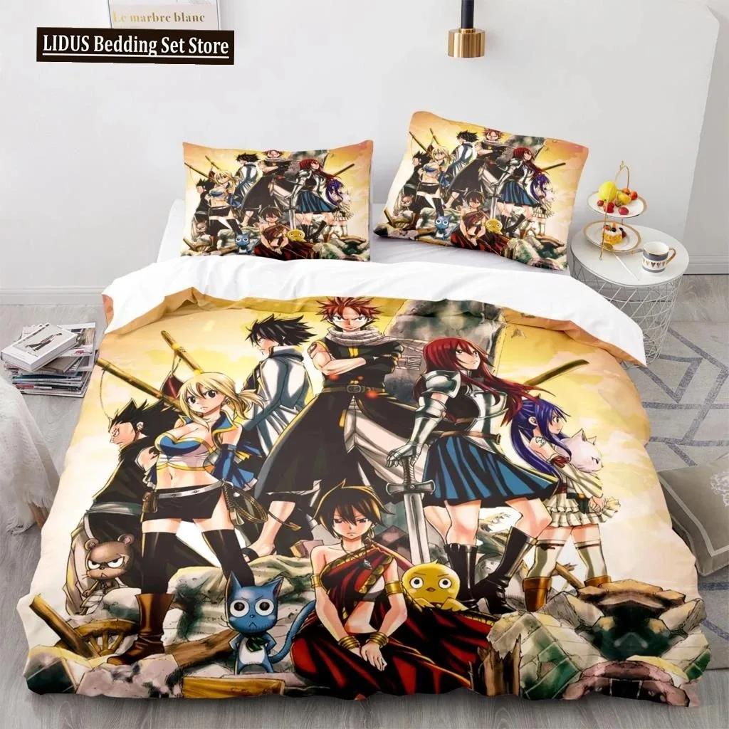 Одеяло Новый набор постельного белья Fairy Tail Японское аниме Подарок для мальчиков и девочек Декор спальни Односпальный Twin Full Queen Размер Домашний текстиль