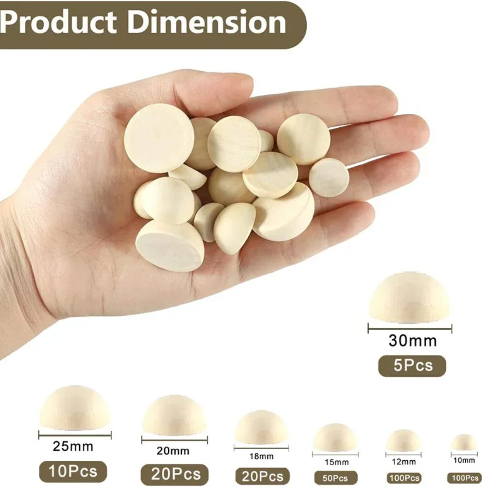 5-100 шт. Натуральные полудеревянные бусины 12/15/20/25/30 мм, половинки unfinished деревянных шариков, расколотые деревянные бусины для DIY поделок, игрушек, домашнего декора