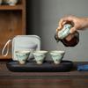 Chinese Tea Set Hand-painted Underglaze Ceramic Glass Tea Set Portable Outdoor Travel Kung Fu Tea Set 1 Pot 3 Cups