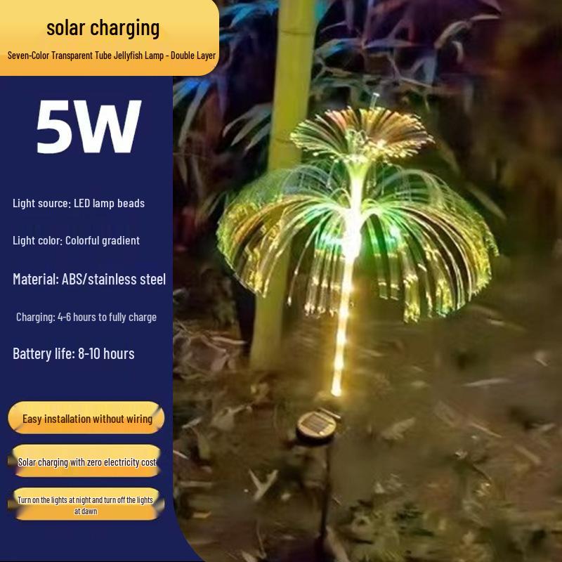 LED Solar Jellyfish Lamp: Seven-Color Stainless Steel Waterproof Outdoor Garden Light