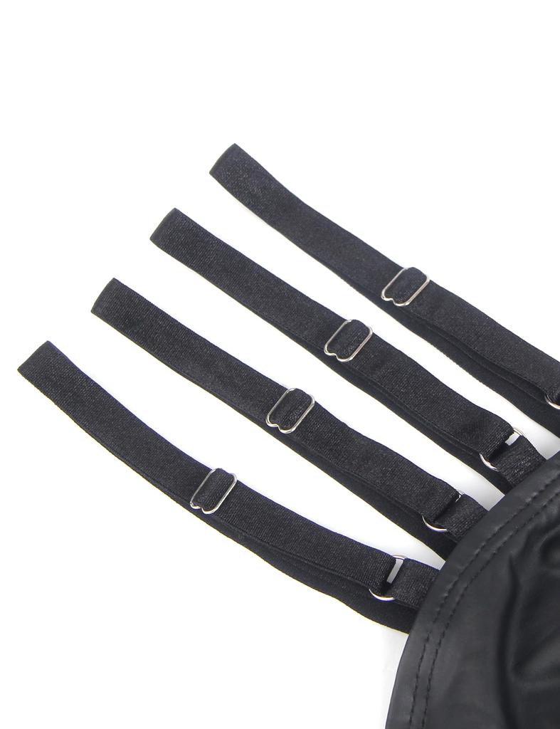 Сексуальный перед из ПУ кожи плюс сексуальное мужское белье [ohyeah] Мужские стринги, нижнее белье, G-стринг, дышащие, с отделкой заклепками, U-образный гульфик, выпуклость,