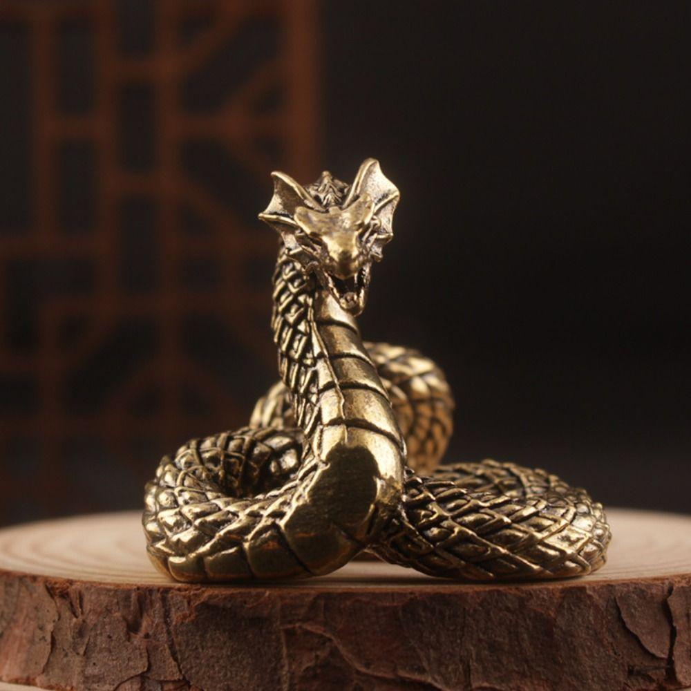 Copper Solid Brass Snake Figurines Antique Snake Statue Small Dragon Ornament Home Office Decor