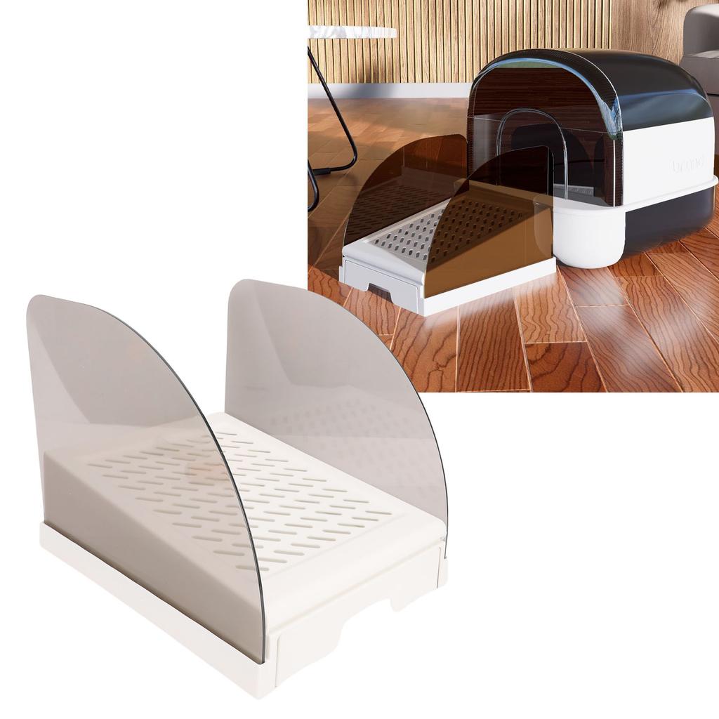 Cat Litter Ramp with Drawer Baffles Height Elevated Litter Box Step Stool Anti Tracking Easy To Clean