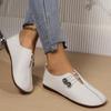 New Soft Leather Flat-bottomed Casual Single Shoes Women's Summer Shallow Mouth One-pedal Simple Fashion Women's Shoes