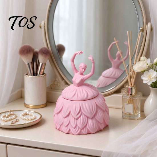 Jewelry Organizer for Girls 3D Printed Ballerina Box with Lid, Decorative Trinket Storage Jar PLA Case Rings Earrings, Elegant Ballet Dancer