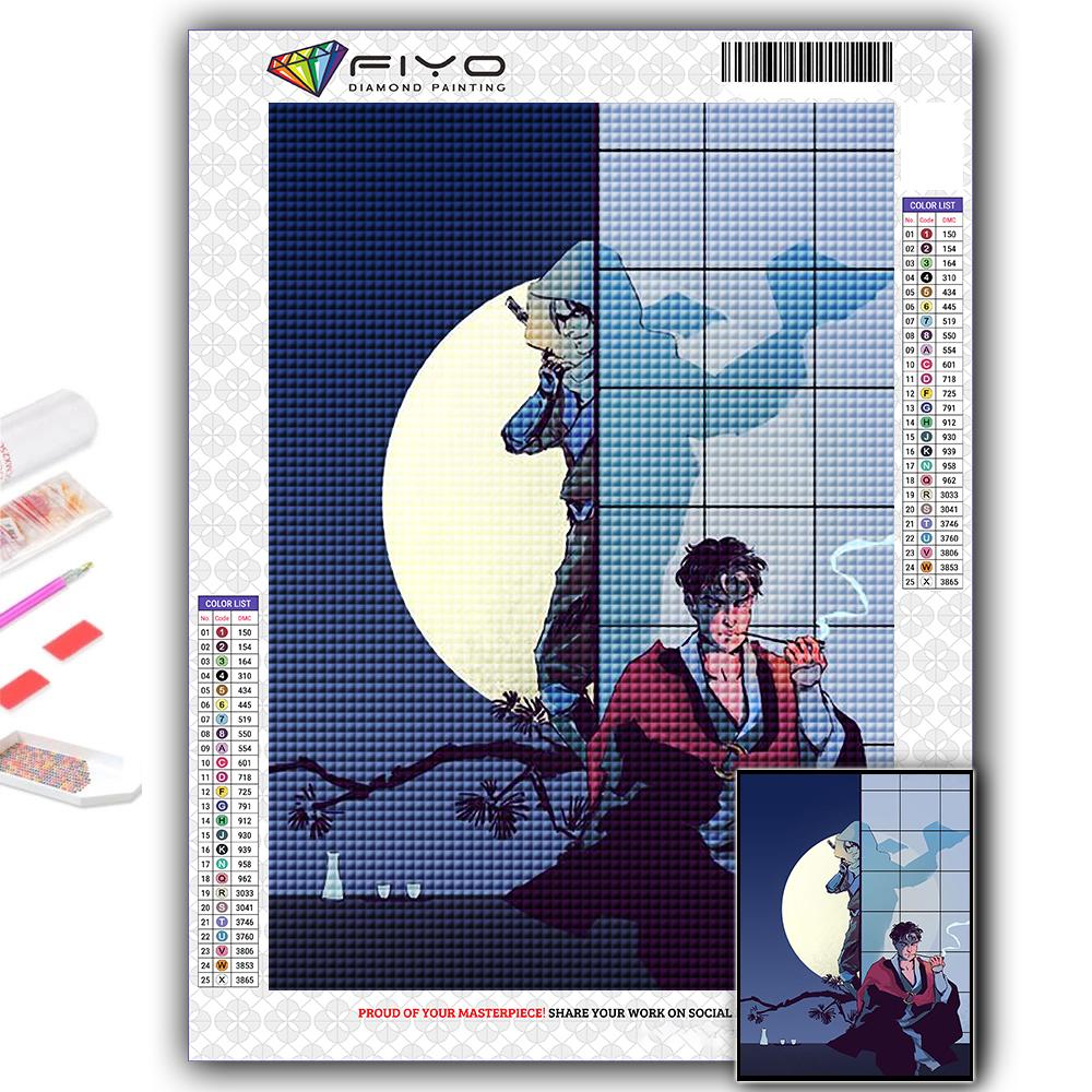 5D DIY Алмазная картина Японский стиль Иллюстрация Вышивка крестом Алмазная художественная вышивка Мозаика Домашний деко