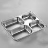Stainless Steel Divided Lunch Box Rectangular with Lid Fast Food Plate Food-Grade Rustproof Divided Dinner Tray Kitchen Supplies