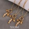 Ожерелье-подвеска из нержавеющей стали с золотым покрытием в виде рыбы - Ювелирные изделия в океанском стиле
