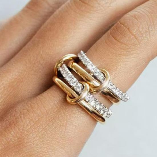 Женское кольцо, многослойное, с гальваническим покрытием, из кубического циркония, многослойное, разные размеры, ювелирные изделия из нержавеющей стали для вечеринки и свидания